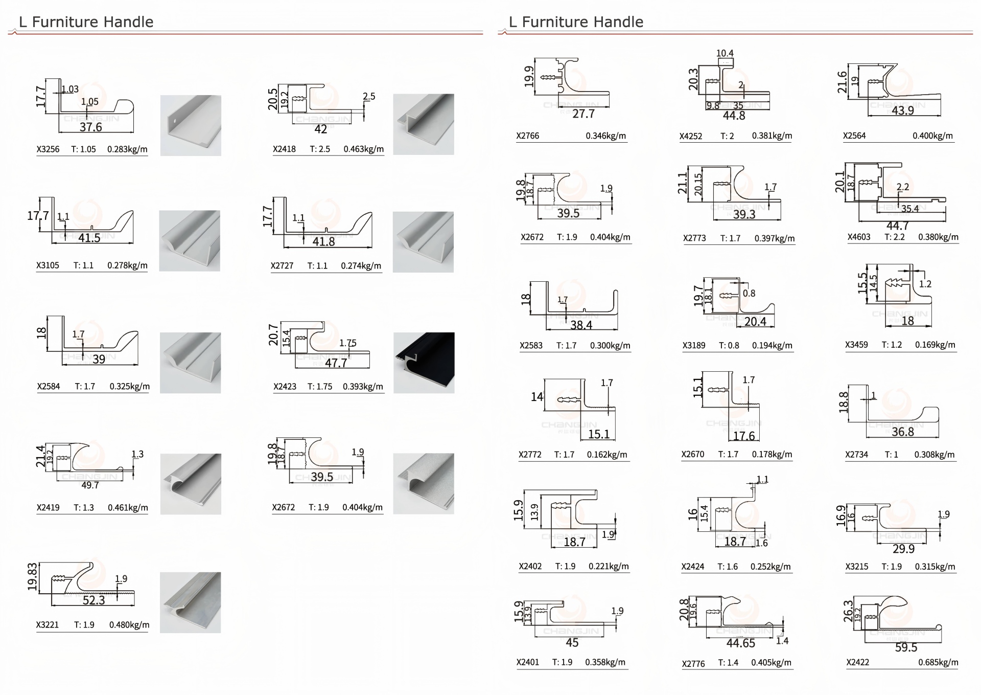 handleless L handle cabinet door application
